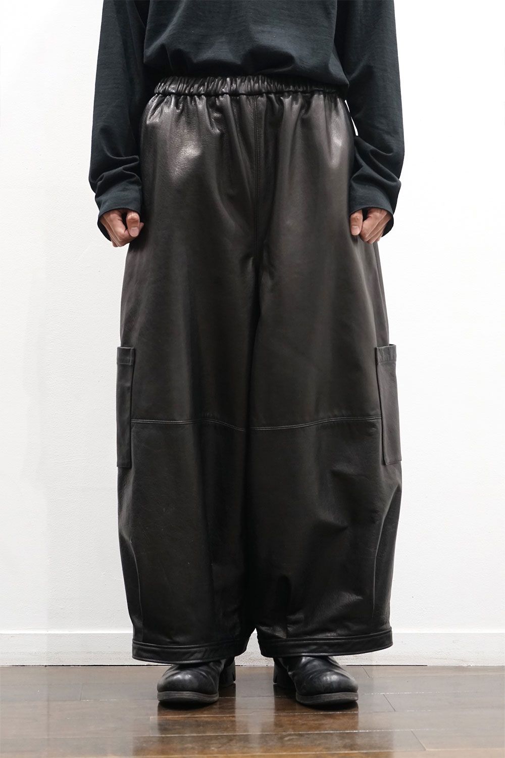 leather wide easy pants