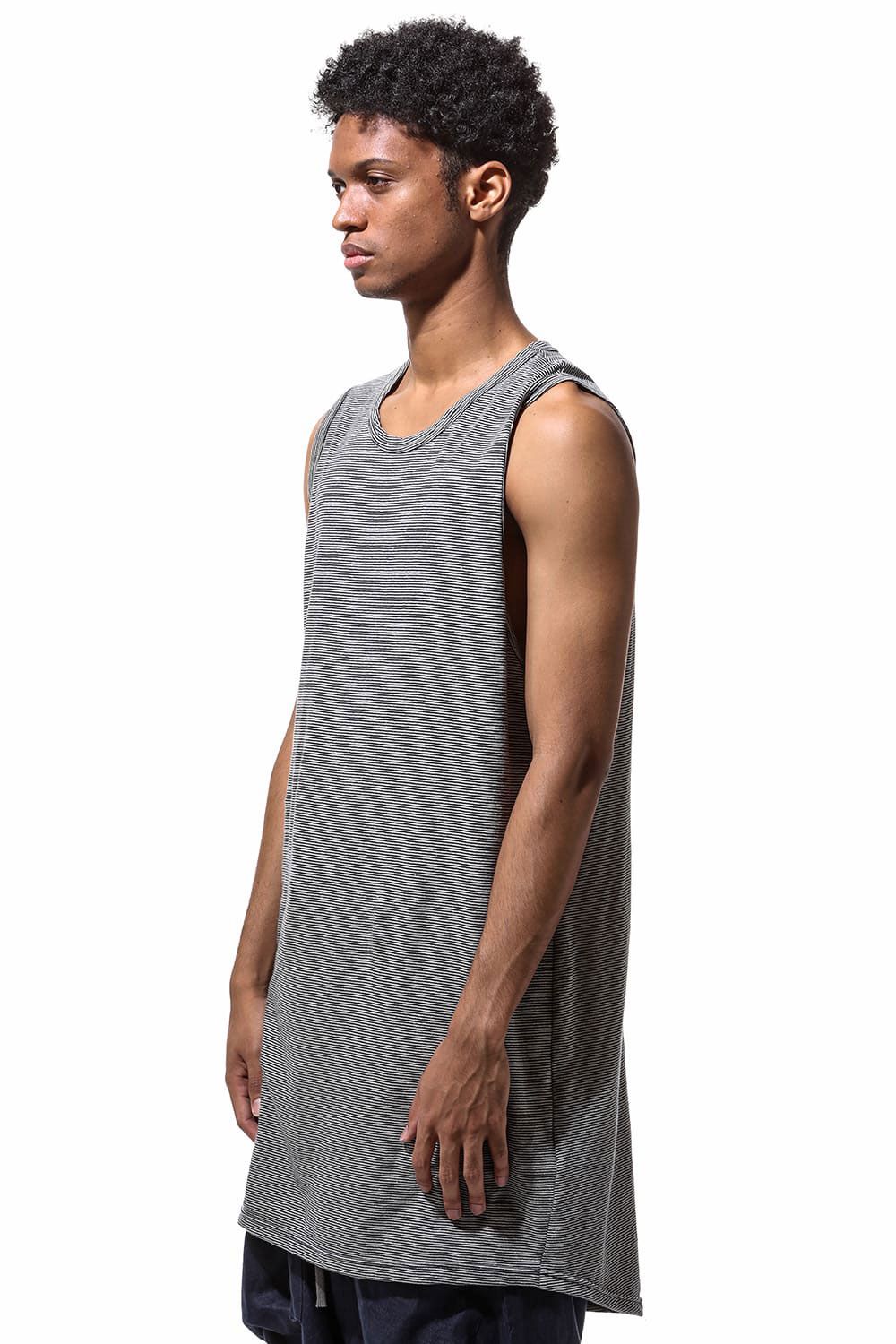 ストライプロングタンクトップ / Stripes Long Tank Top / ブラック×アイボリー
