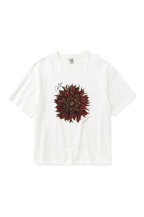 DAHLIA ART TEE ＜MIHO MURAKAMI DESIGN＞ / ホワイトレッド
