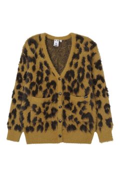 X-girl - LEOPARD KNIT CARDIGAN / チャコール | Tempt 