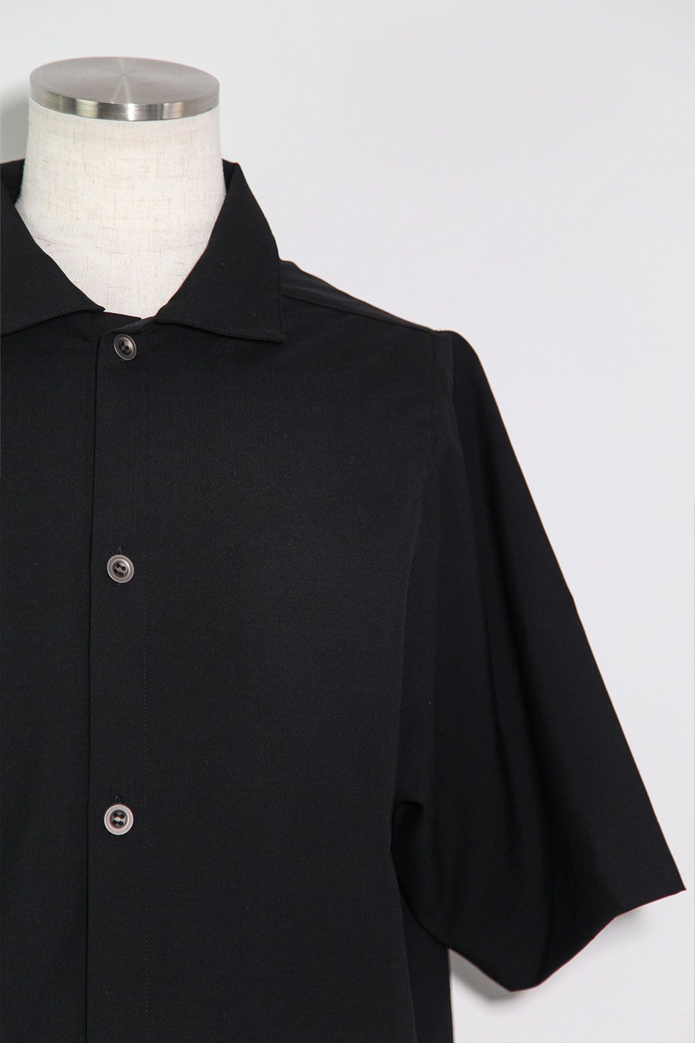 サマーウールハーフスリーブシャツ / Summer Wool Half Sleeve Shirts / ブラック / ag-11040