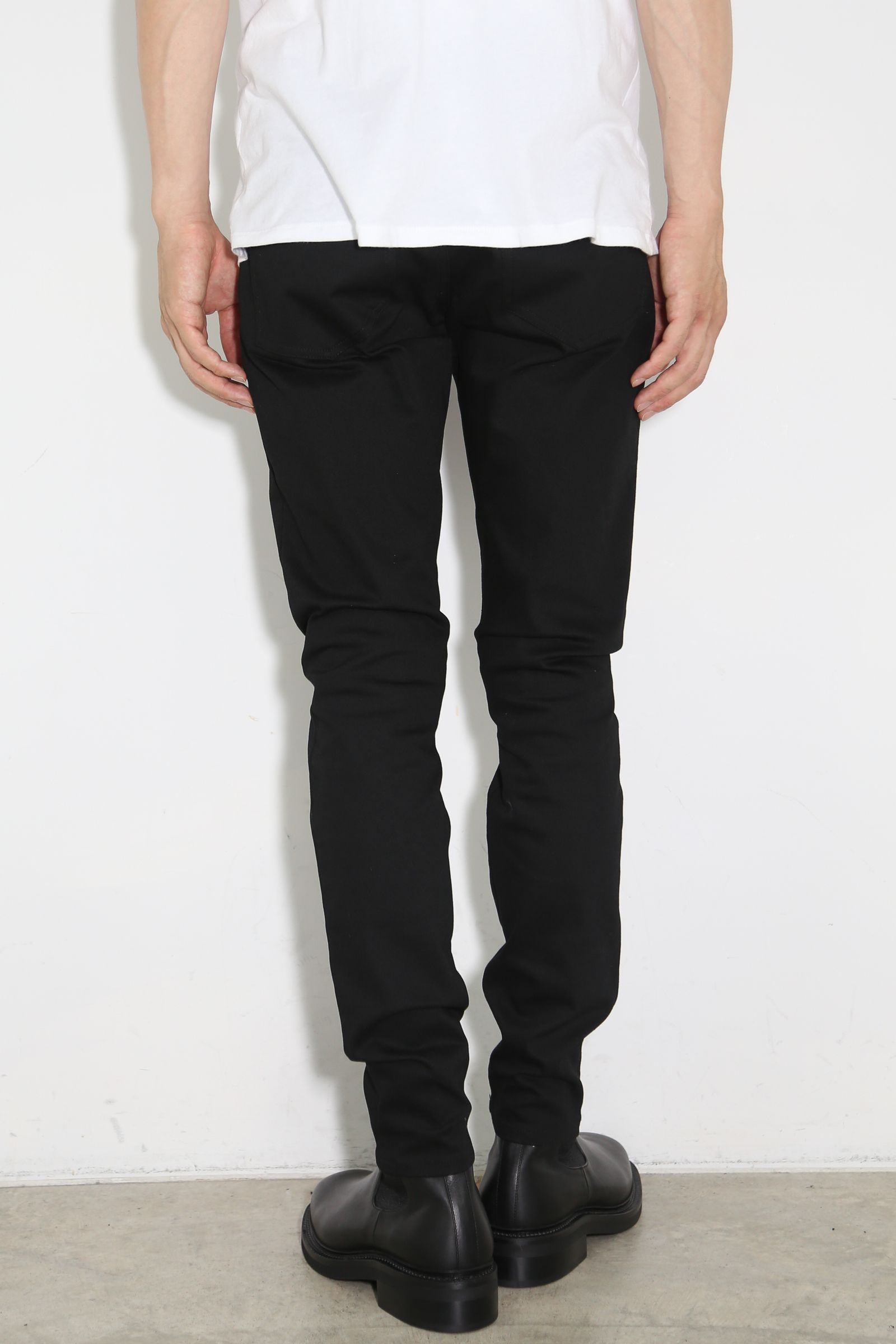 RUBBER STRETCH TWILL 5POCKET SKINNY PANTS / ブラック