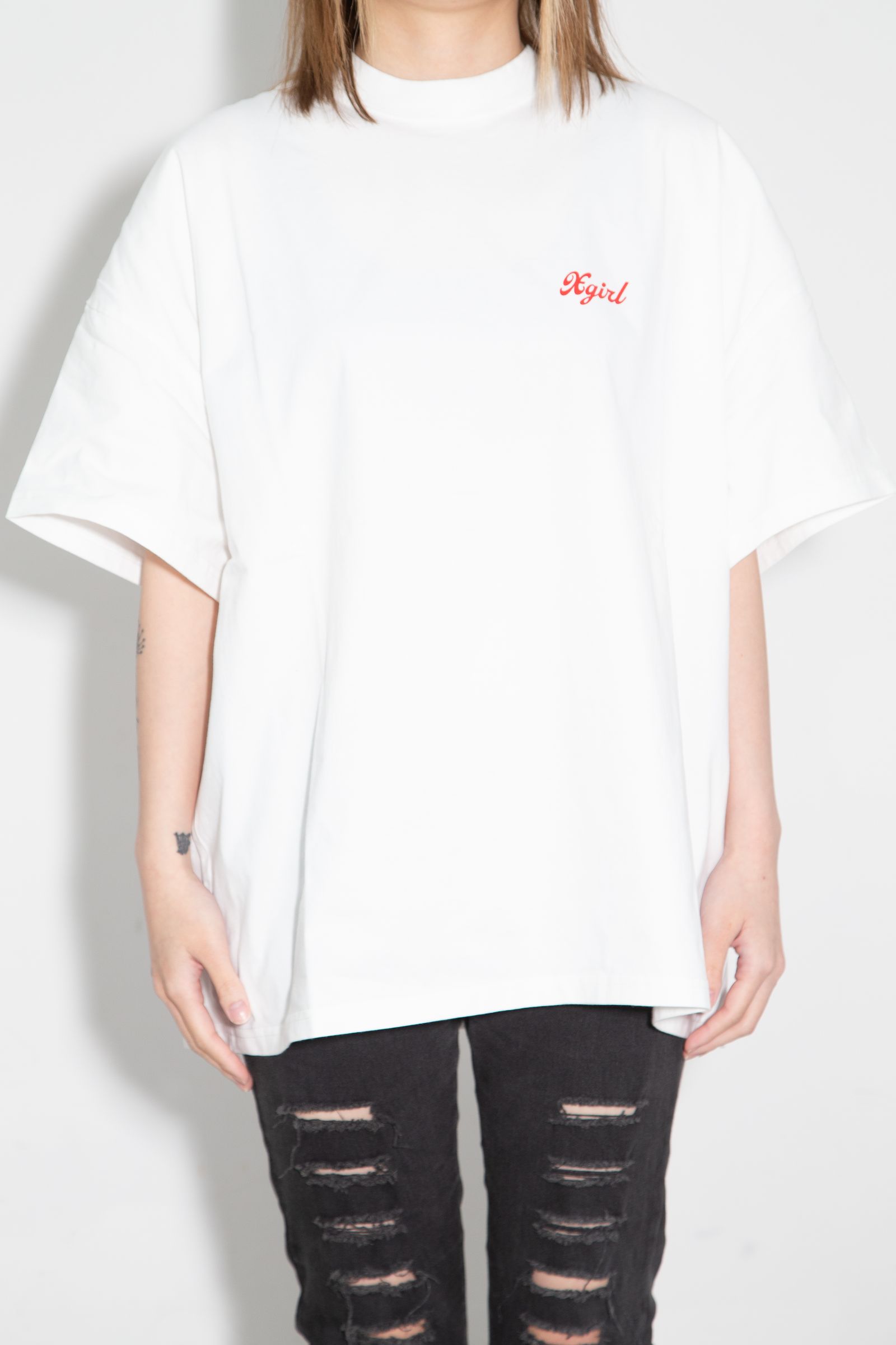 [ラスト1点 サイズS] SPRAY FACE S/S BIG TEE DRESS / ホワイト
