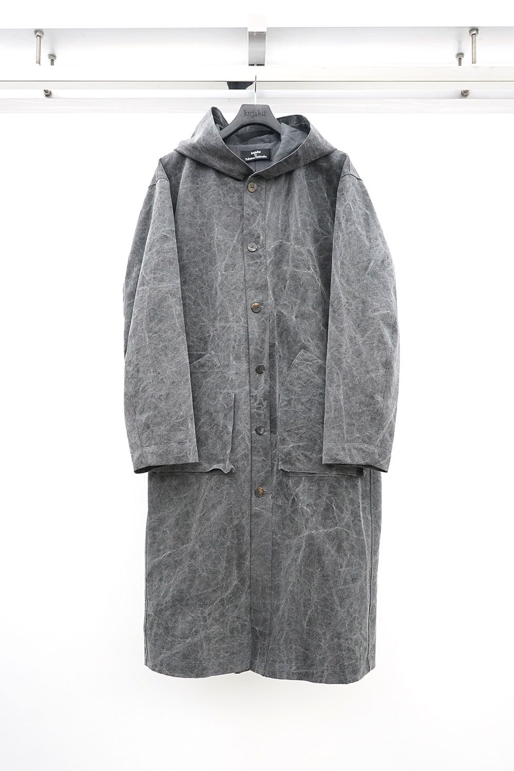 kujaku - Hooded Long Coat / チャコール | Tempt