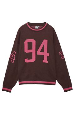 ［ラスト1点］NUMBERING JACQUARD KNIT TOP / ブラウン