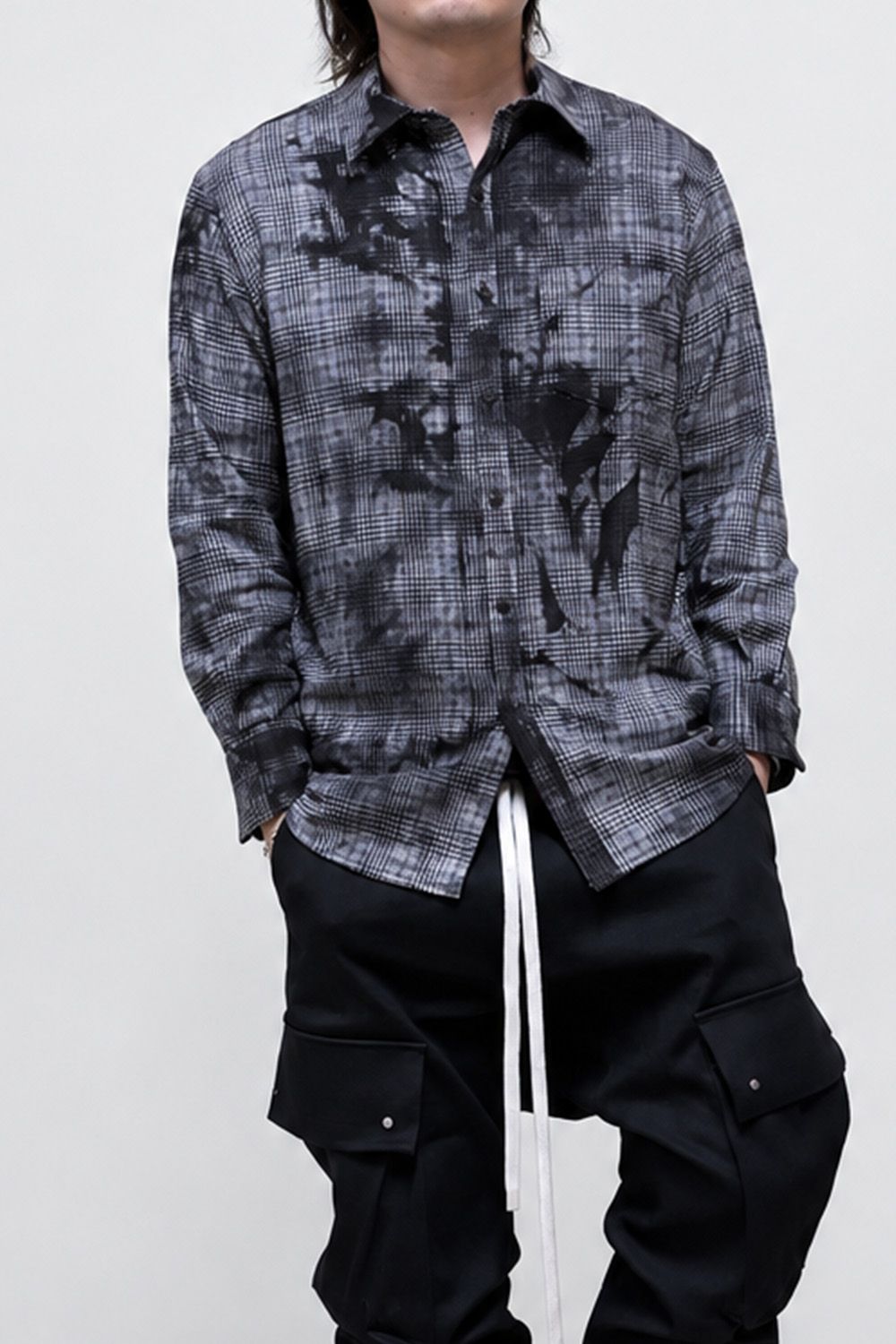 ［ラスト1点 サイズ2］Unevenly Dyed Houndstooth Dress Shirt