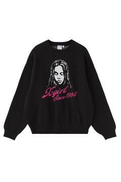 CURSIVE LOGO AND FACE JACQUARD KNIT TOP / ブラック