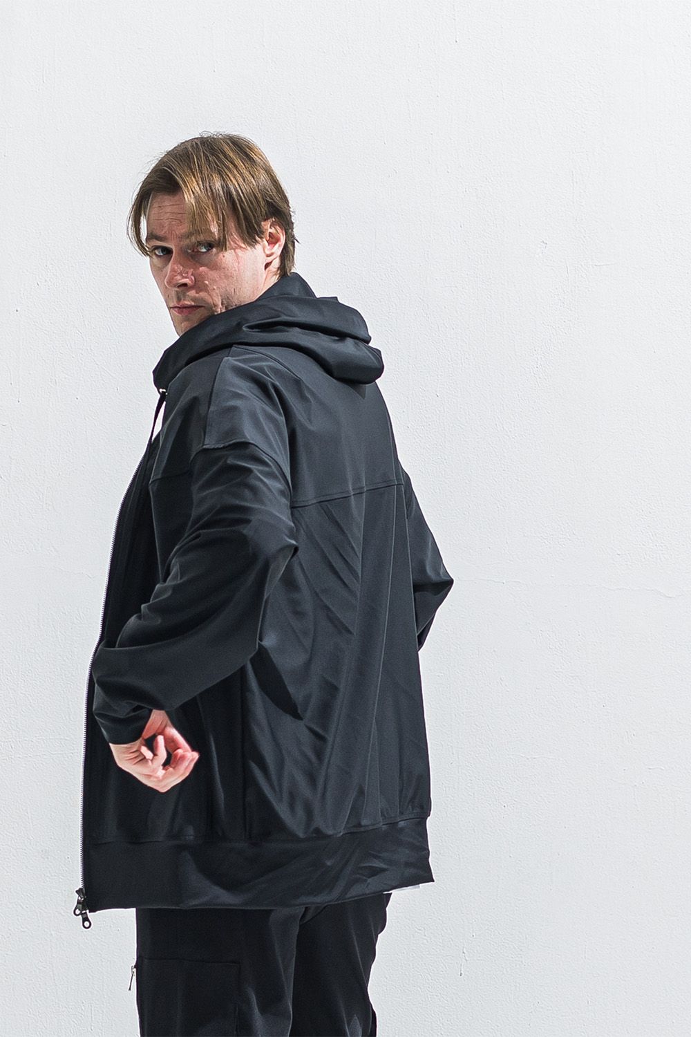 【セットアップ販売】[ラスト1点 サイズ2]  RUSH  OVER  ZIPUP HOODIE・RUSH DENIM SHORTS / ブラック