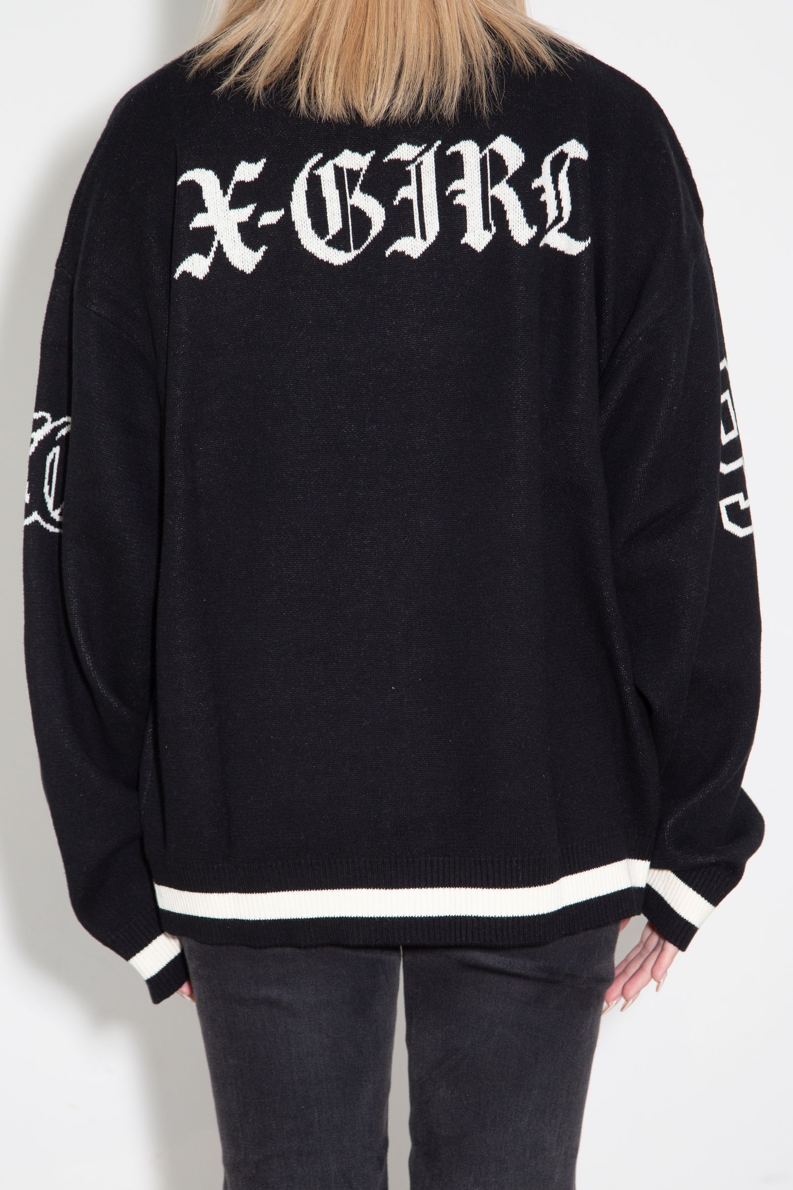 ［ラスト1点］NUMBERING JACQUARD KNIT TOP / ブラック