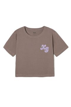 CHENILLE EMBROIDERED LOGO S/S TOP / ブラウン