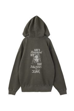 MIX LOGO & FACE FADED ZIP UP SWEAT HOODIE / ブラック