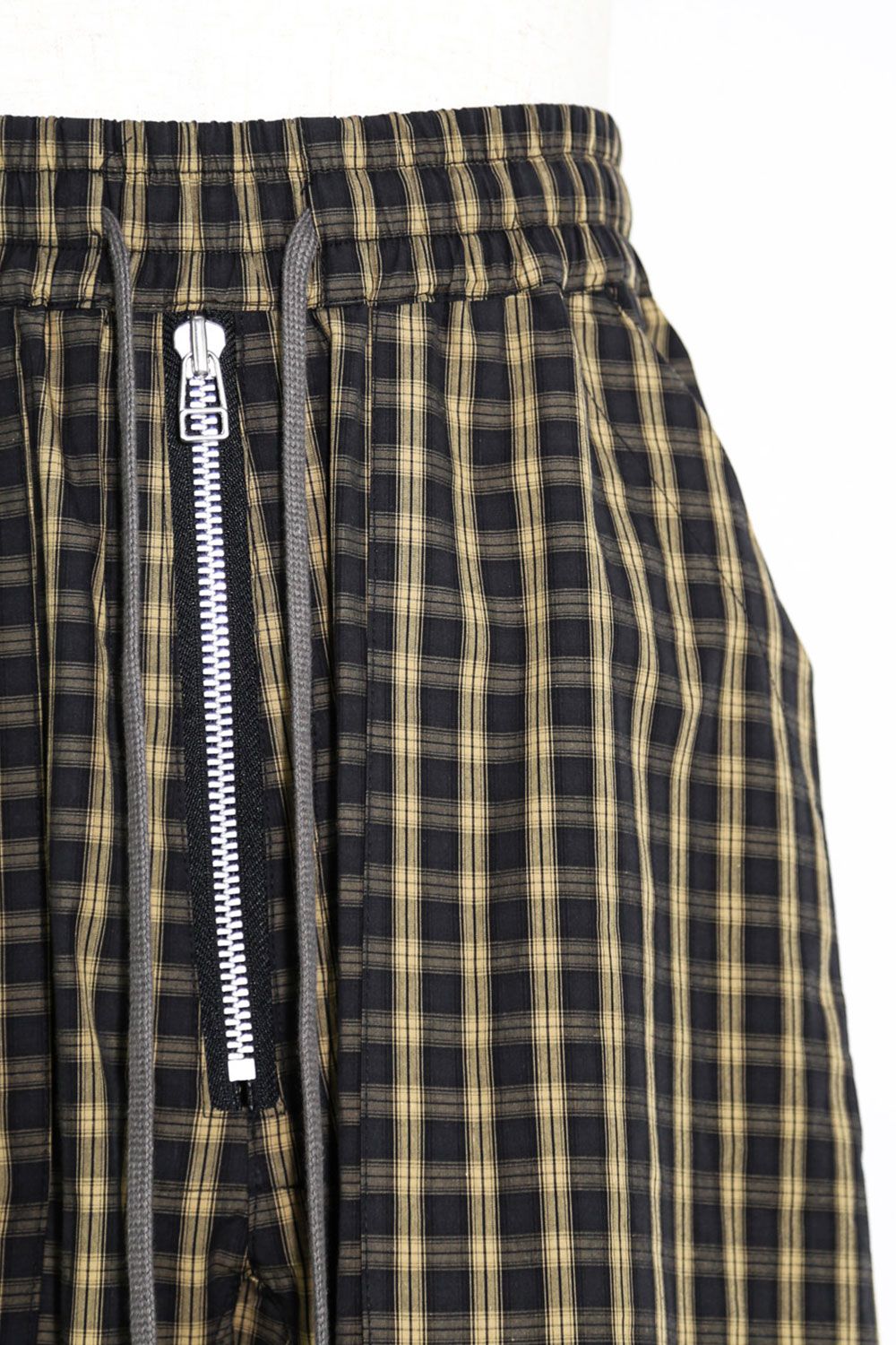 チェックフロントジップサルエルイージーパンツ / Check Front Zip Sarouel Easy Pants / イエロー