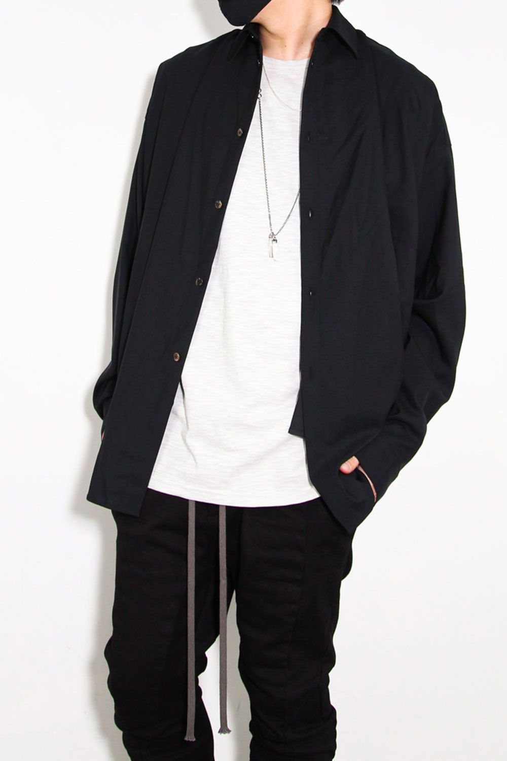 トロピカルウールコクーンシャツ / TROPICAL WOOL COCOON SHIRTS / ブラック