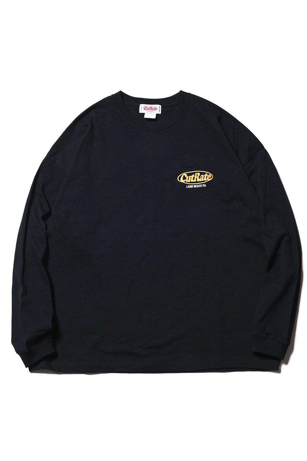 CUTRATE LOGO EMBROIDERY DROP SHOULDER L/S T-SHIRT / ブラック