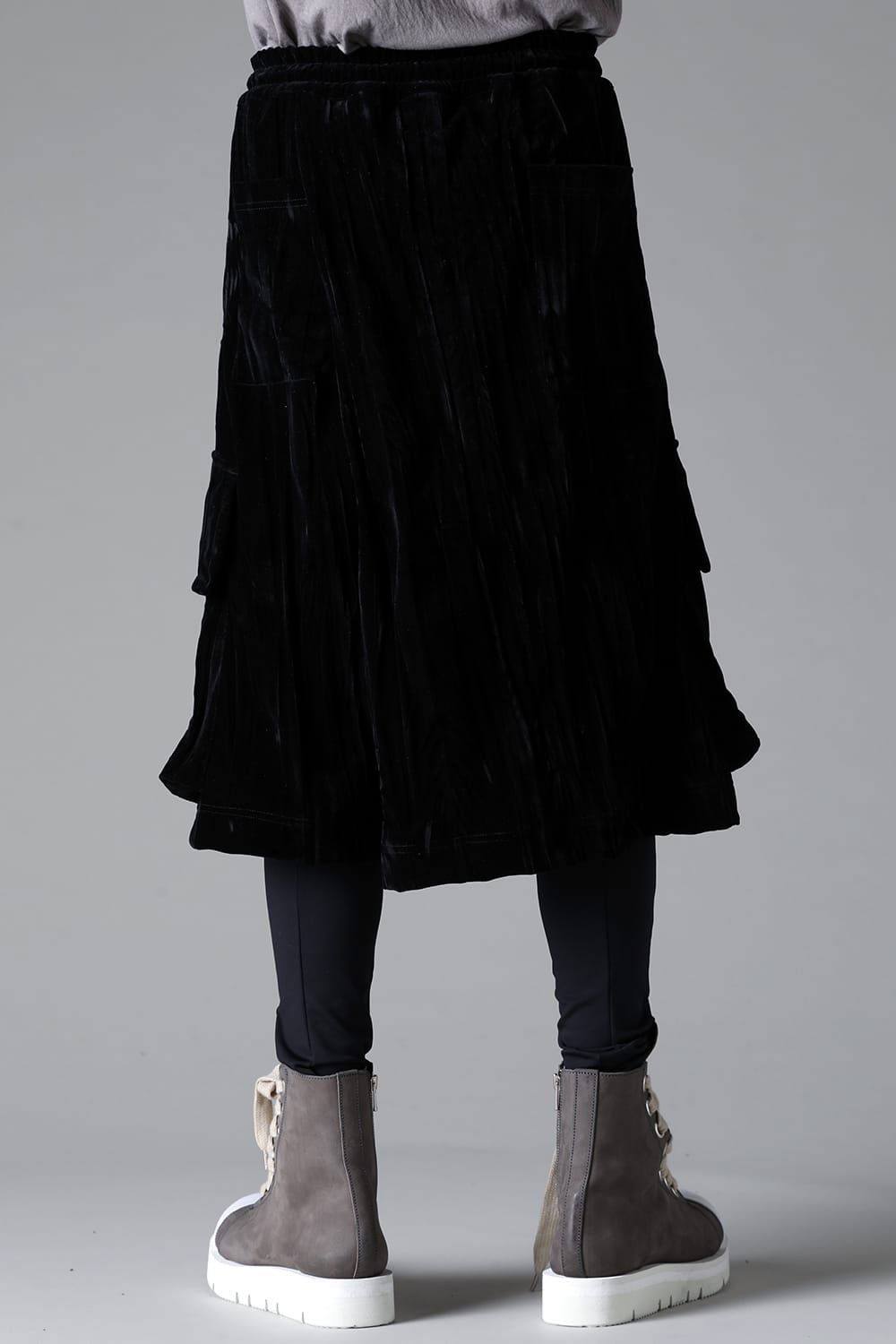 ベロアラップスカートパンツ / WRAP SKIRTS PANTS / ブラック / ag-12042