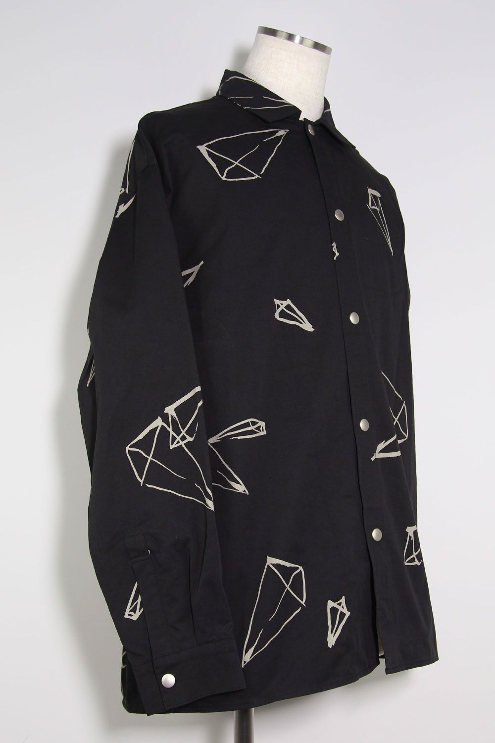 総柄プリントシャツ / Print Long Sleeve Shirts / ブラック / ag-6999