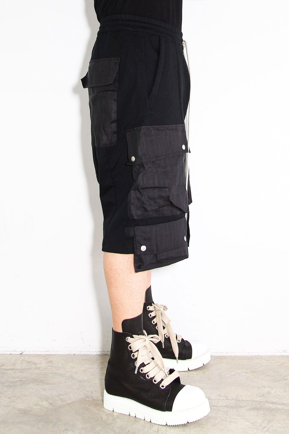 リネンコンビスウェットショーツ / Linen Combi Sweat Shorts / ブラック / ag-11035
