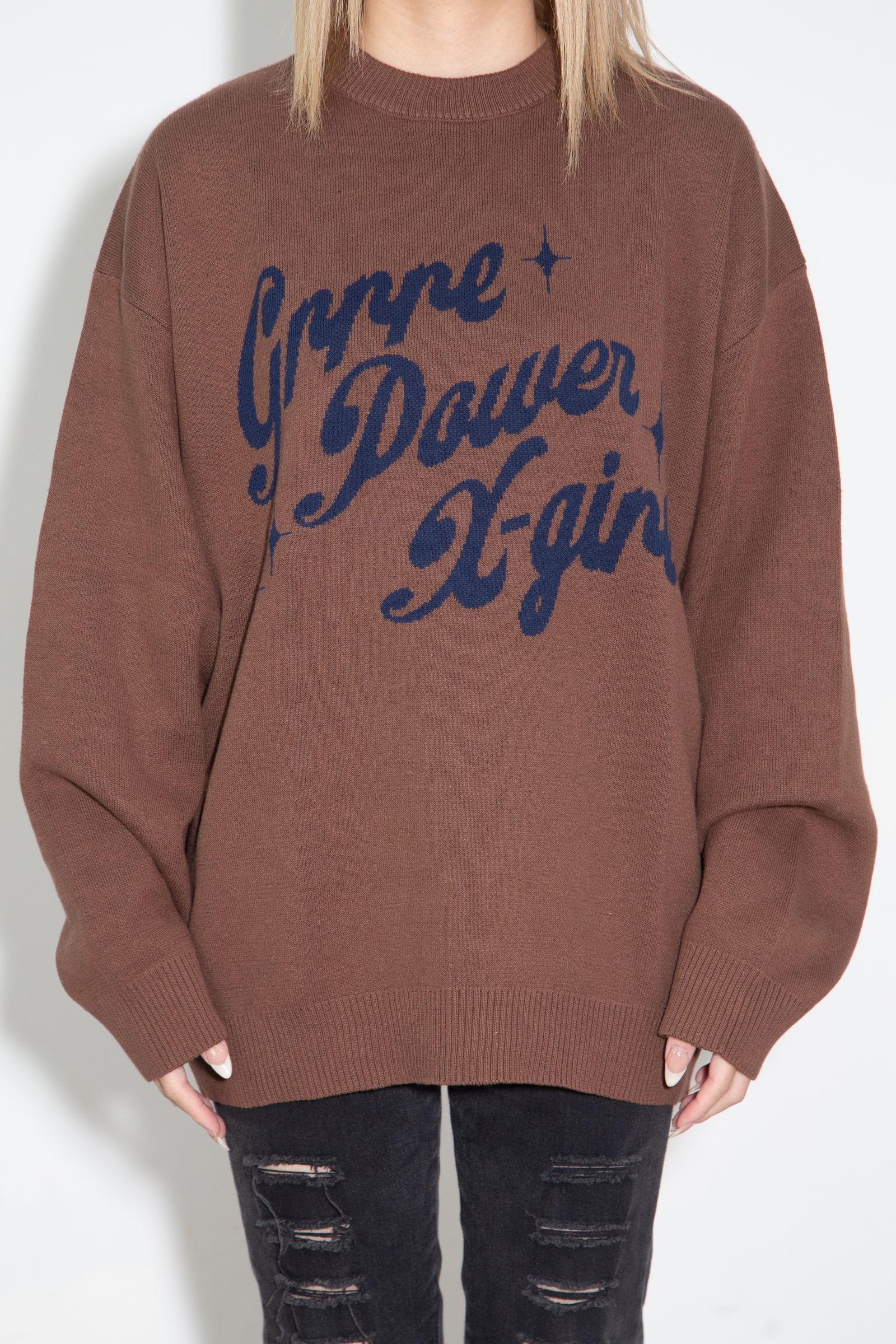 GIRL POWER LOGO JACQUARD KNIT TOP / ブラウン