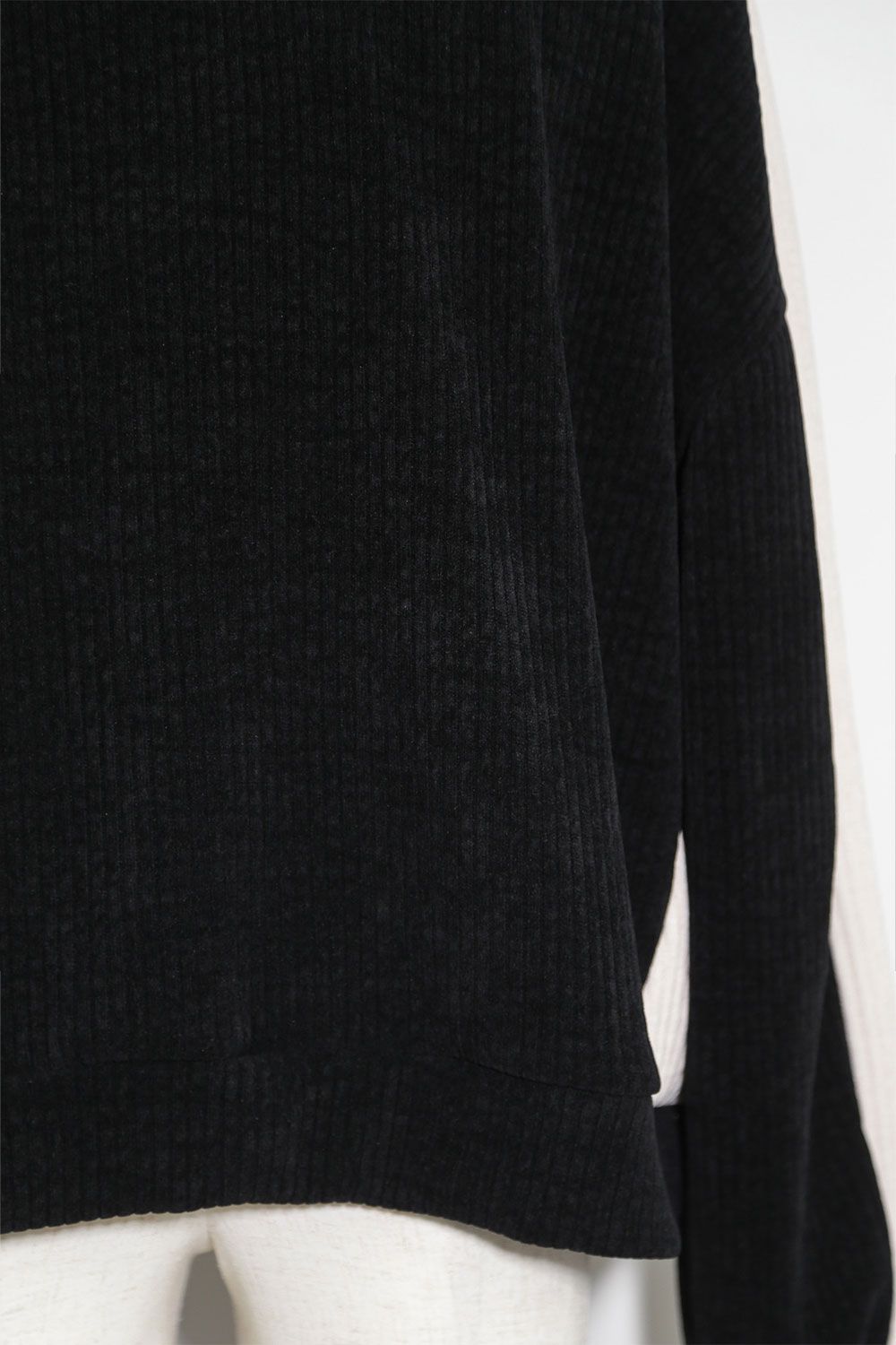 モーデュロイニットトップ / Morduroy Knit Top / ブラック×アイボリー / ag-10091