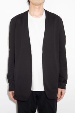COTTON DOUBLE FACE COLLARLESS CARDIGAN / ブラック