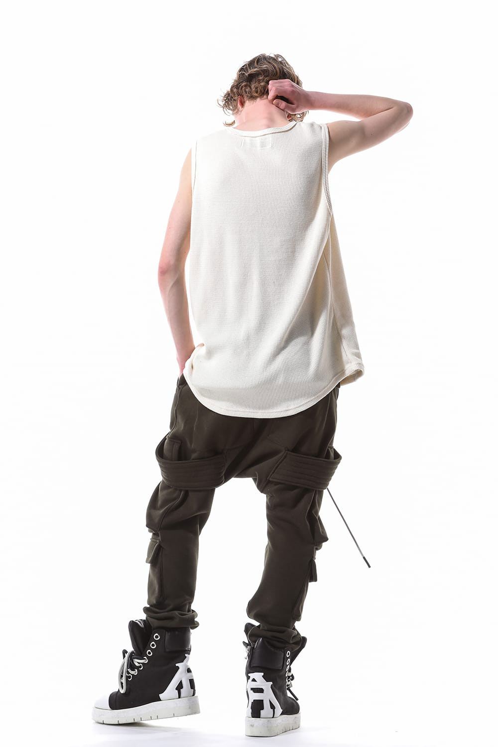 [ラスト1点 サイズ3] ミドル丈ワッフルタンクトップ / Middle Length Tank Top / オリーブ / ag-10096-1
