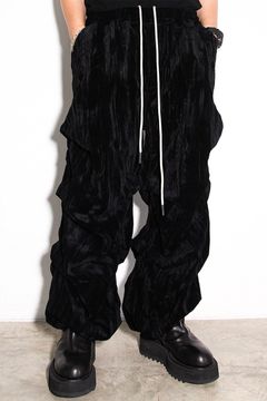 ベロアタックワイドパンツ / TUCK WIDE PANTS / ブラック / ag-12035-1