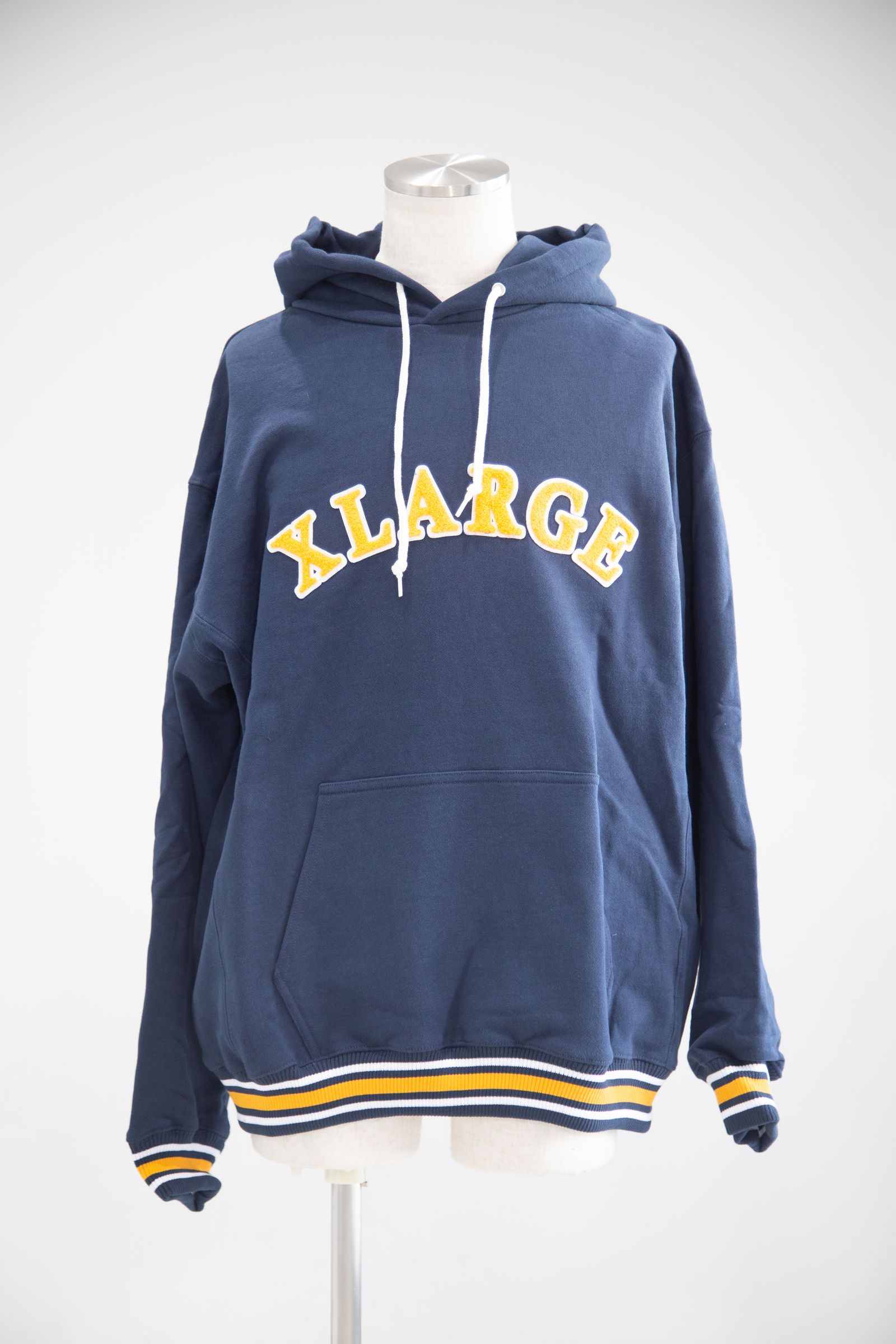 XLARGE - STRIPED RIB HOODED SWEATSHIRT / ネイビー | Tempt