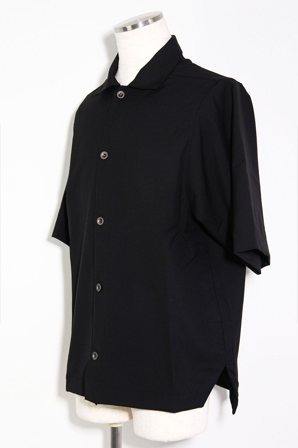 サマーウールハーフスリーブシャツ / Summer Wool Half Sleeve Shirts / ブラック / ag-11040
