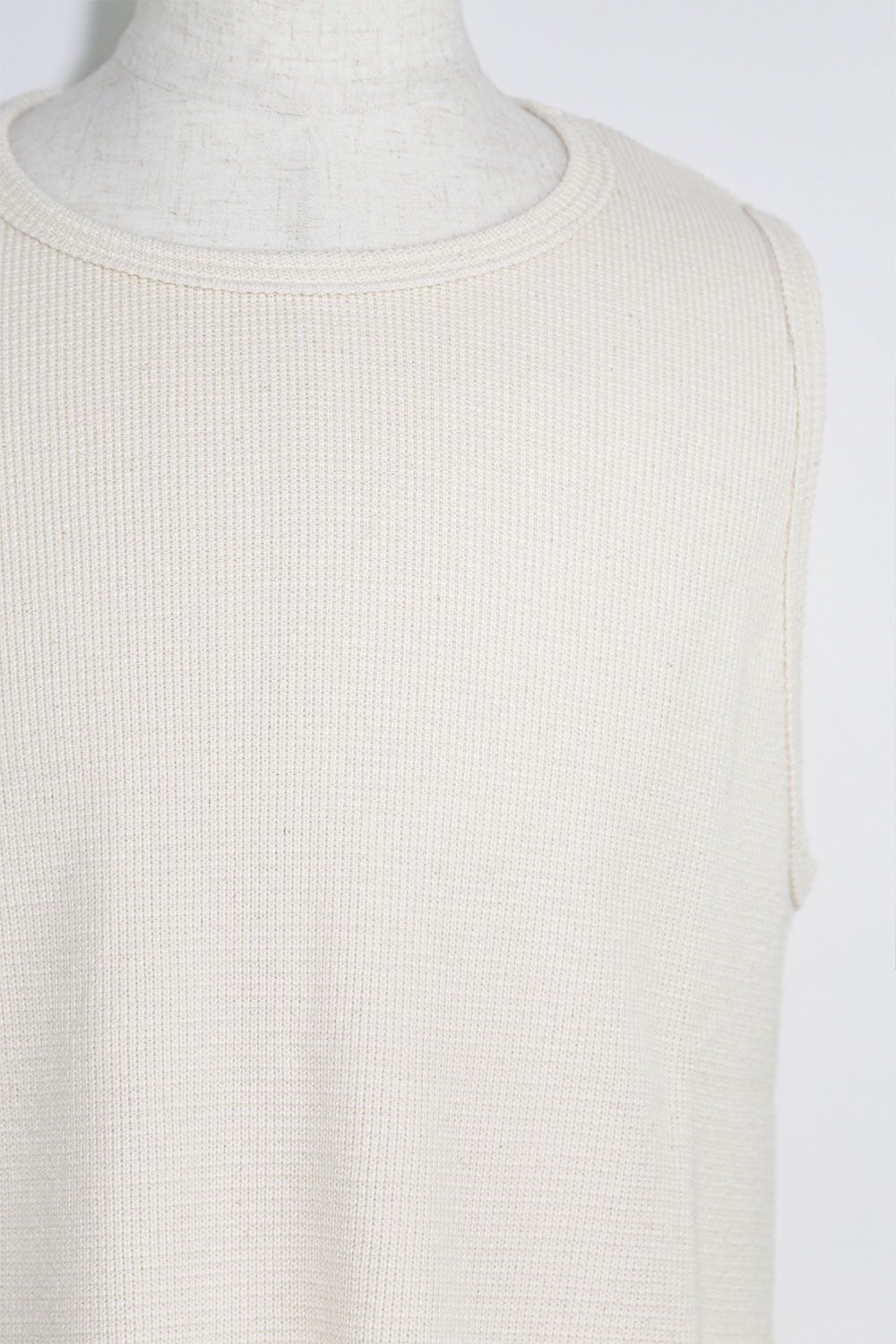 ミドル丈ワッフルタンクトップ / Middle Length Tank Top / アイボリー / ag-10096-1