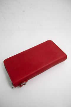 JP SHOULDER GARMENT-DYED ROUND FASTNER WALLET / レッド