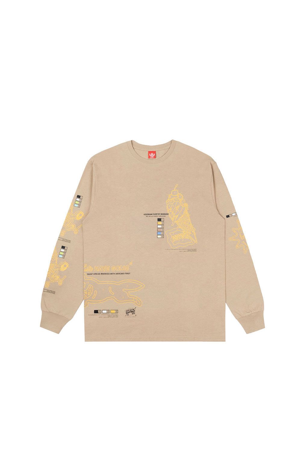 【ICECREAM】FOLLOW THE NUMBERS LS T-SHIRT / ベージュ