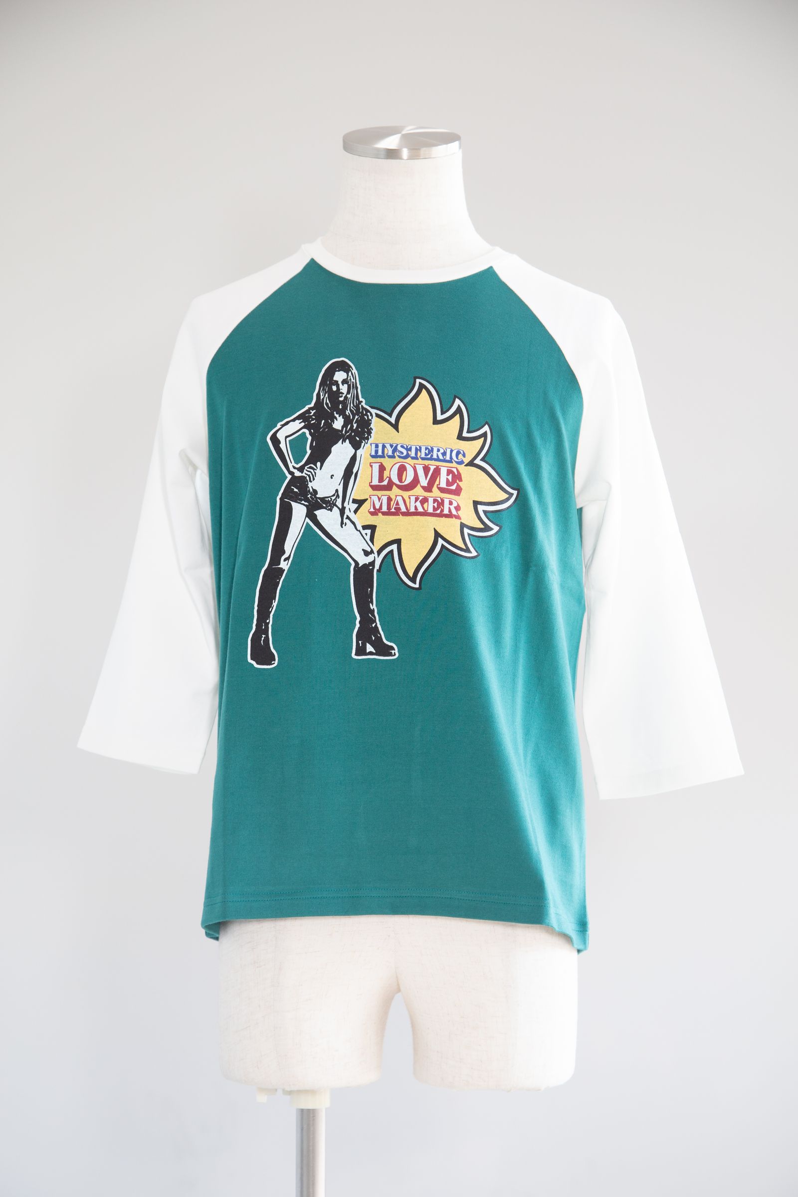 HYSTERIC GLAMOUR - LOVE MAKER 七分袖Tシャツ / グリーン