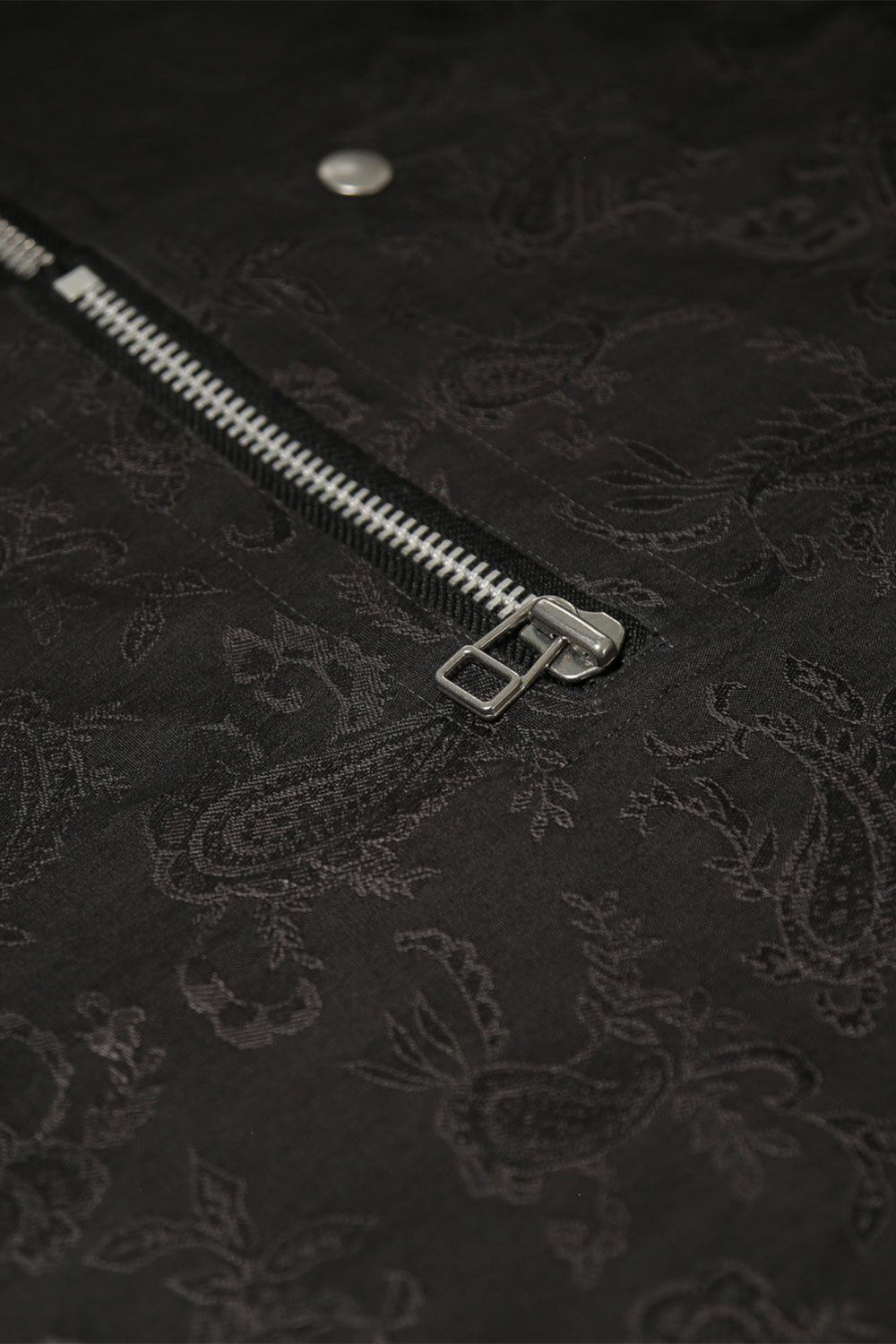 ペイズリー柄ハーフスリーブシャツ / Paisley Front Zip Harf Sleeve Shirts / ブラック / ag-9060-1
