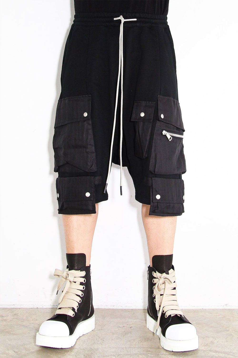 リネンコンビスウェットショーツ / Linen Combi Sweat Shorts / ブラック / ag-11035