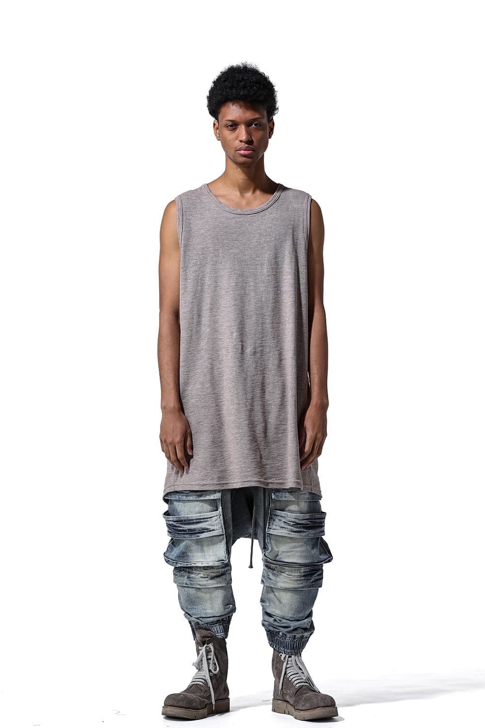 サーフニットロングタンクトップ / Surf Knit Long Tank Top / ベージュ / ag-6083-4