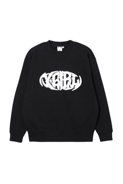 TRIBAL SHAPED LOGO PATCH CREWNECK SWEAT TOP / ブラック