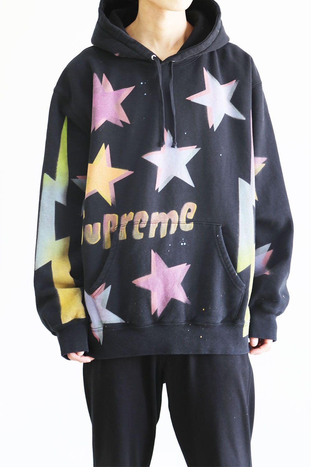 21SS/GonZ Stars Hooded Sweatshirt/パーカー/M/コットン/WHT/スター