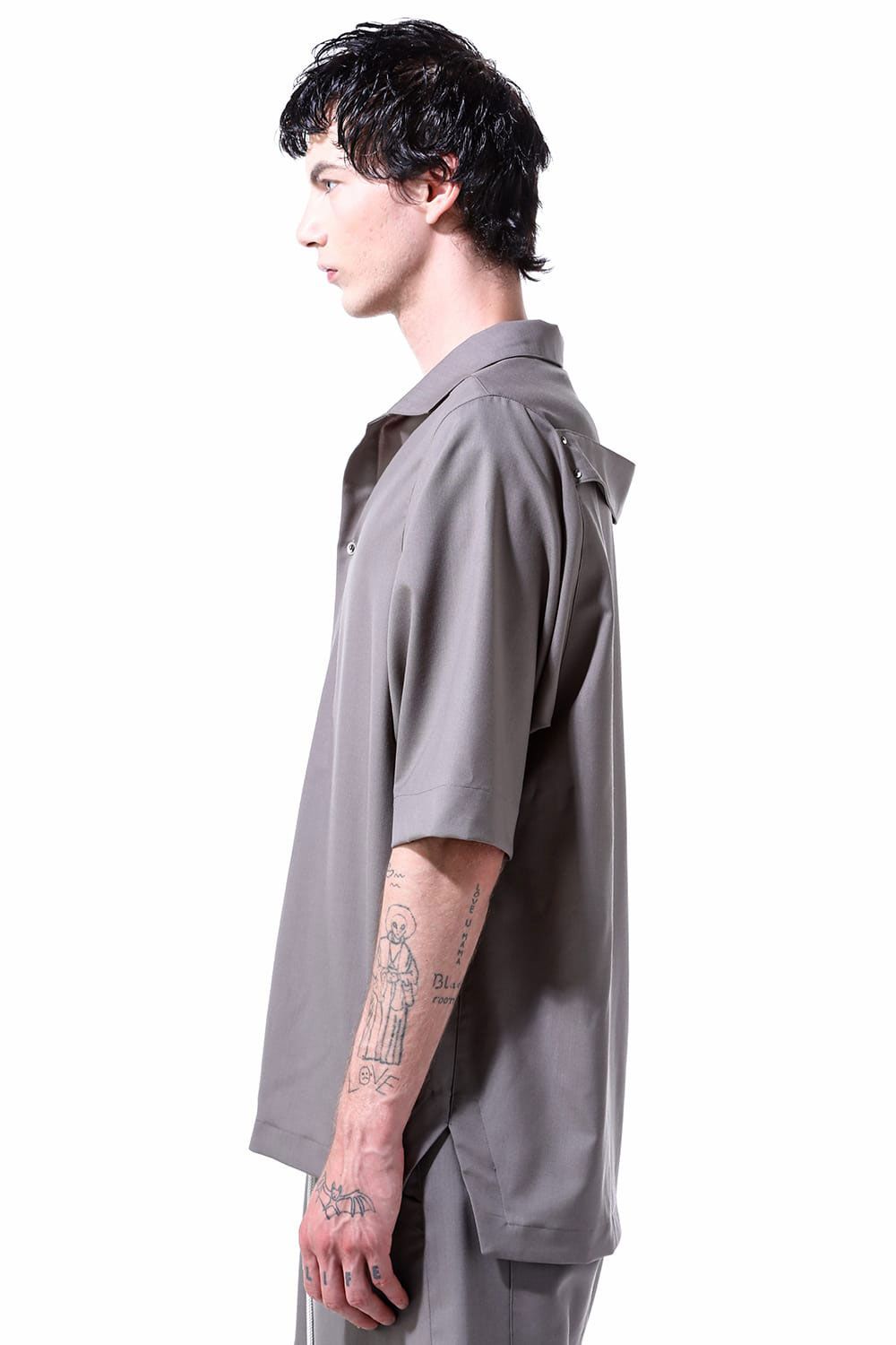 サマーウールハーフスリーブシャツ / Summer Wool Half Sleeve Shirts / ブラック / ag-11040