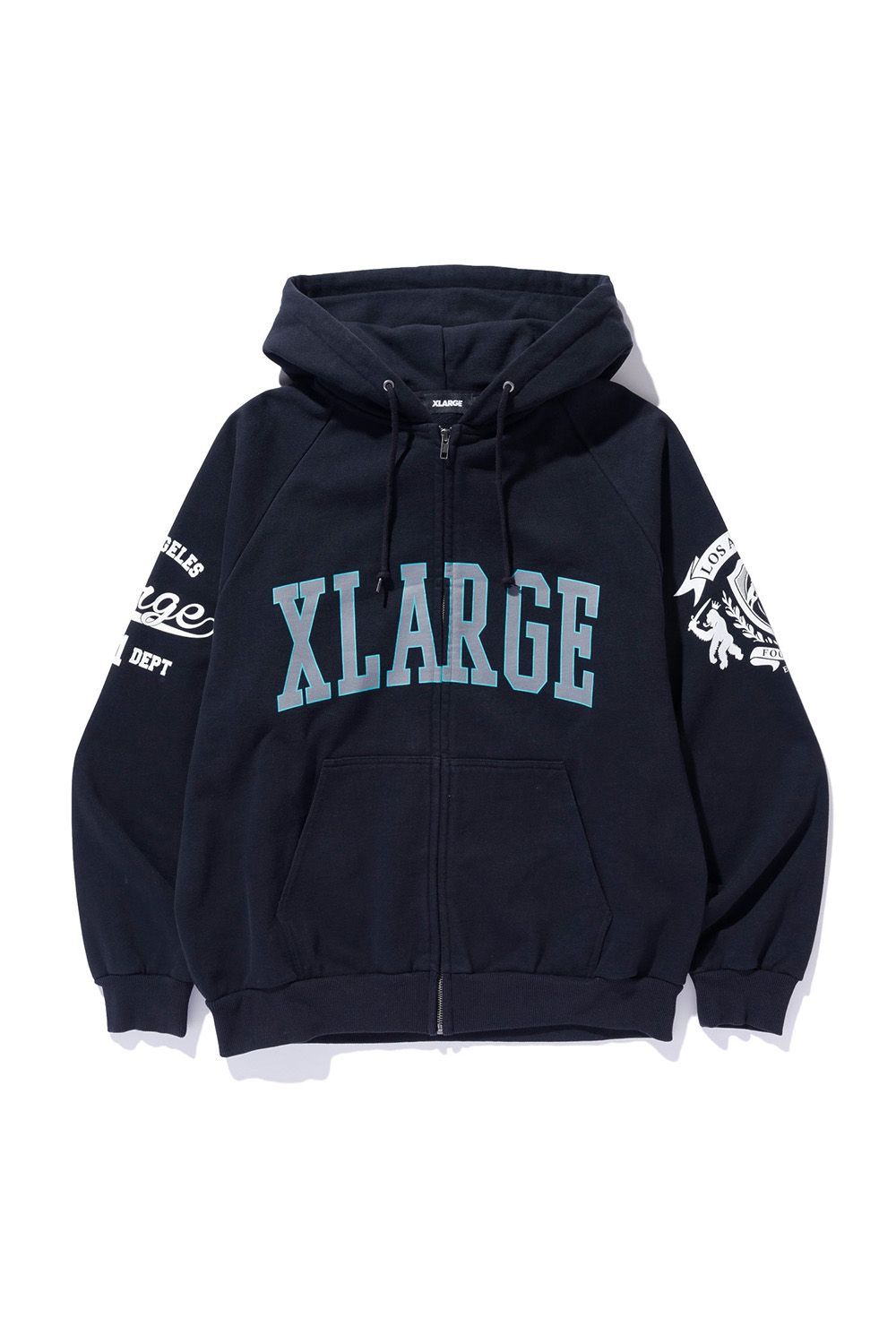 RAGLAN ZIP UP HOODED SWEATSHIRT / ブラック