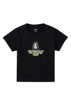 GLITTER LOGO AND FACE S/S BABY TEE / ブラック
