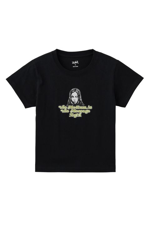 GLITTER LOGO AND FACE S/S BABY TEE / ブラック