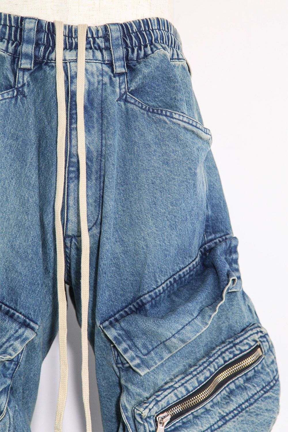 デニムカーゴタックバギーパンツ / Denim Cargo Tuck Baggy Pants / ブルー / ag-11018-3