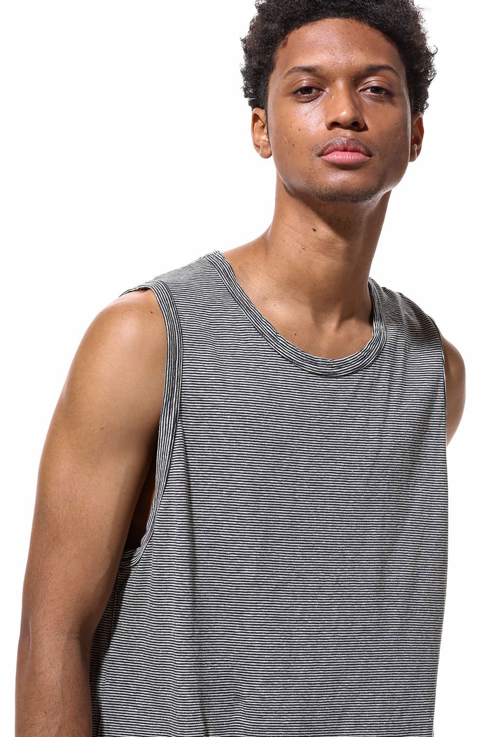 ストライプロングタンクトップ / Stripes Long Tank Top / ブラック×アイボリー