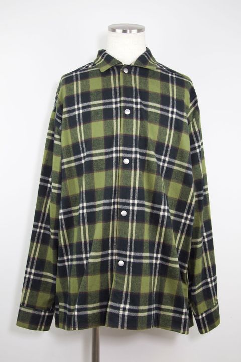 オーバーサイズチェックシャツ / OverSized Check Shirts / カーキ