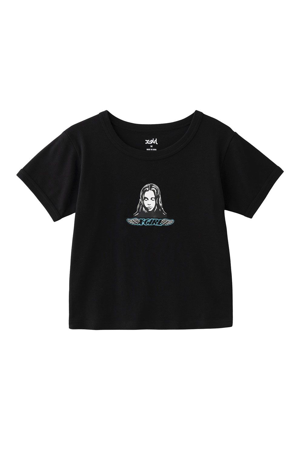 X-girl - [ラスト1点 サイズM] ANGEL FACE PATCH S/S BABY TEE