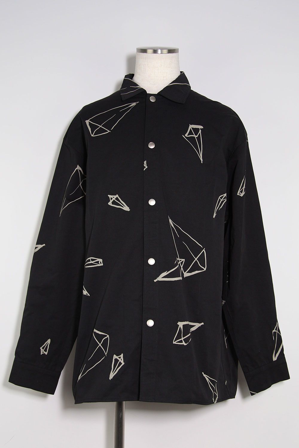 総柄プリントシャツ / Print Long Sleeve Shirts / ブラック / ag-6999