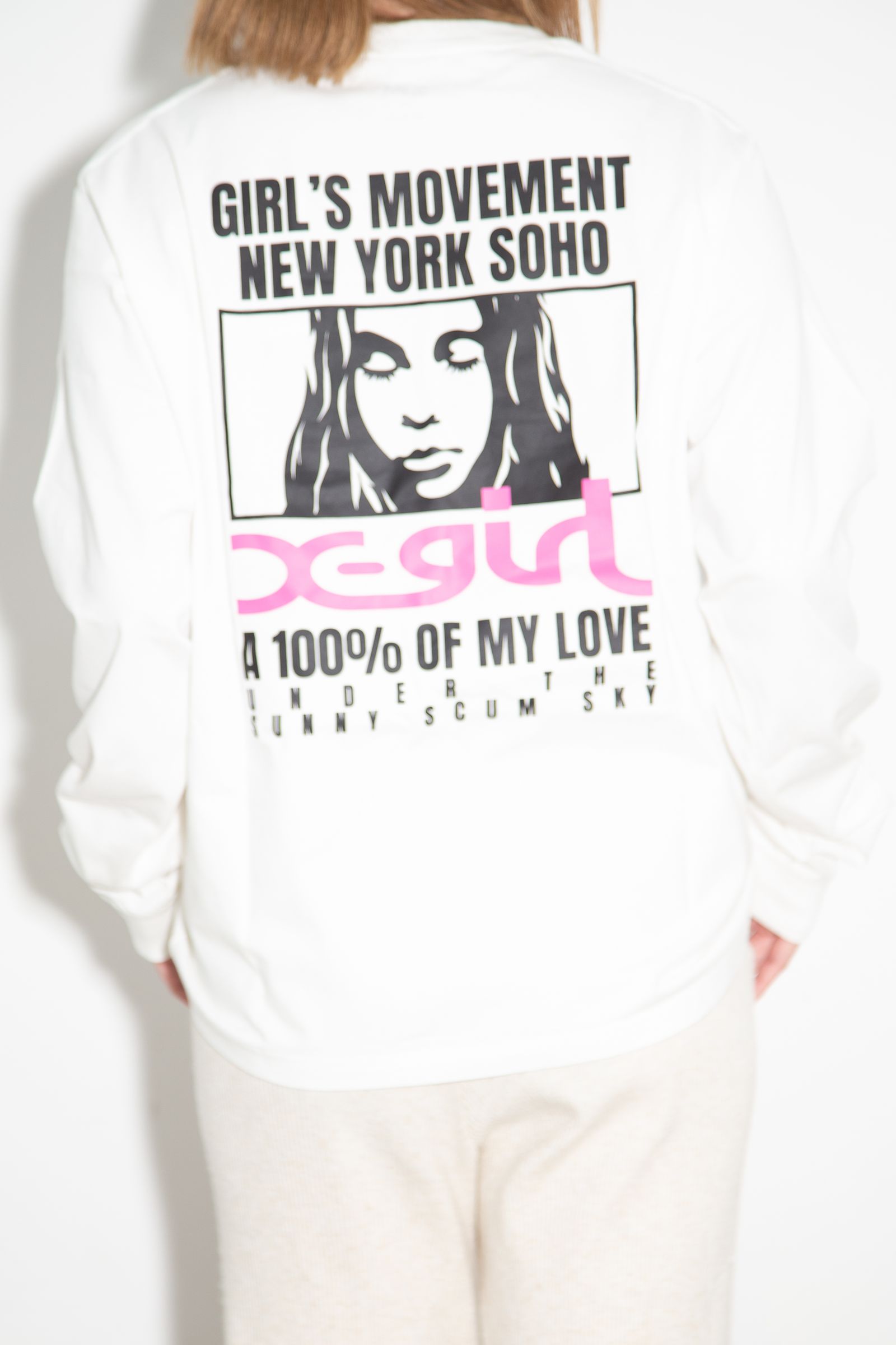 FACE BOX AND MESSAGE L/S TEE / ホワイト