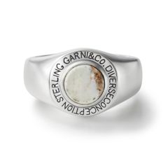 Round Stone Ring - L / ホワイト