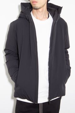 3LAYER LIGHT TAFFETA HOODED DOWN JACKET / ブラック
