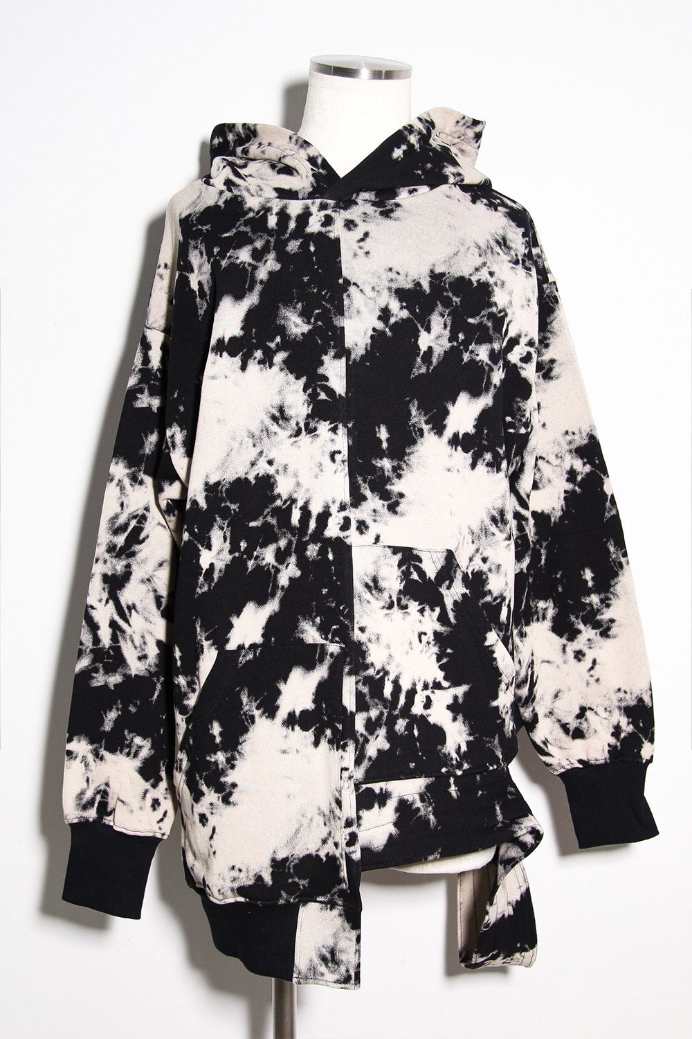 アシンメトリーフーディー / ASYMMETRY HOODED / ブラック×アイボリー / ag-12082